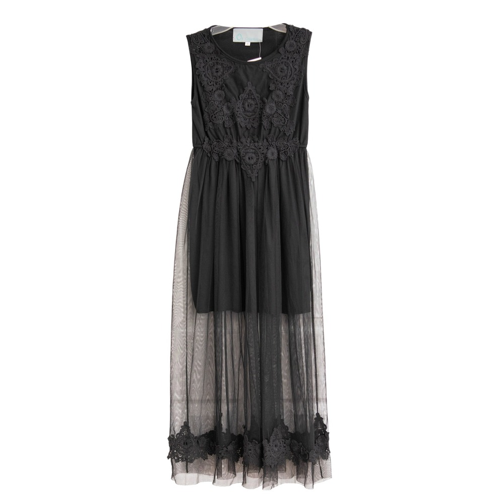 Black Lace Tulle Maxi Dress NEW Sz S Whimsigoth Witchy Dark Romance Ethereal